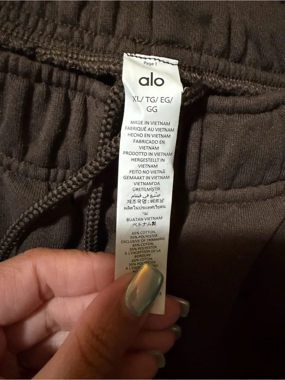 ALO Yoga Dark Brown Drawstring Joggers